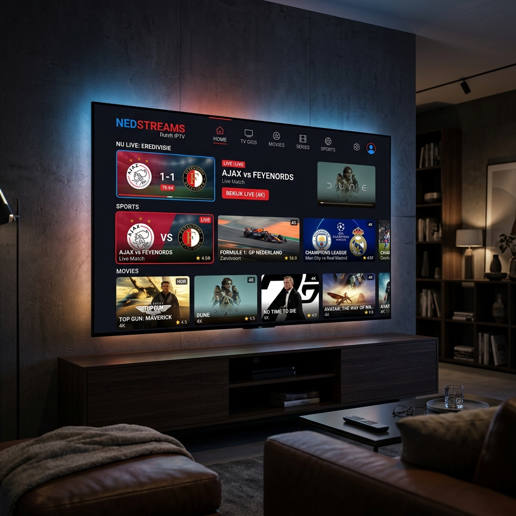 Premium IPTV Interface op een Smart TV